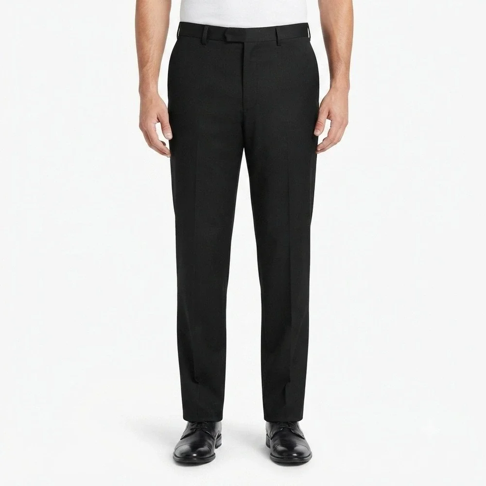 Roundtree & Yorke Pants Mens 46x30 TravelSmart Black Dress Classic Flat NEW